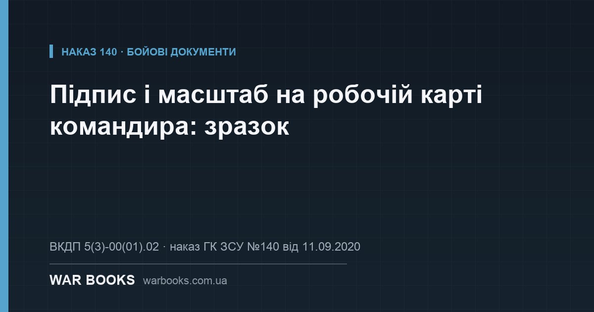 Підпис і масштаб на робочій карті командира: зразок
