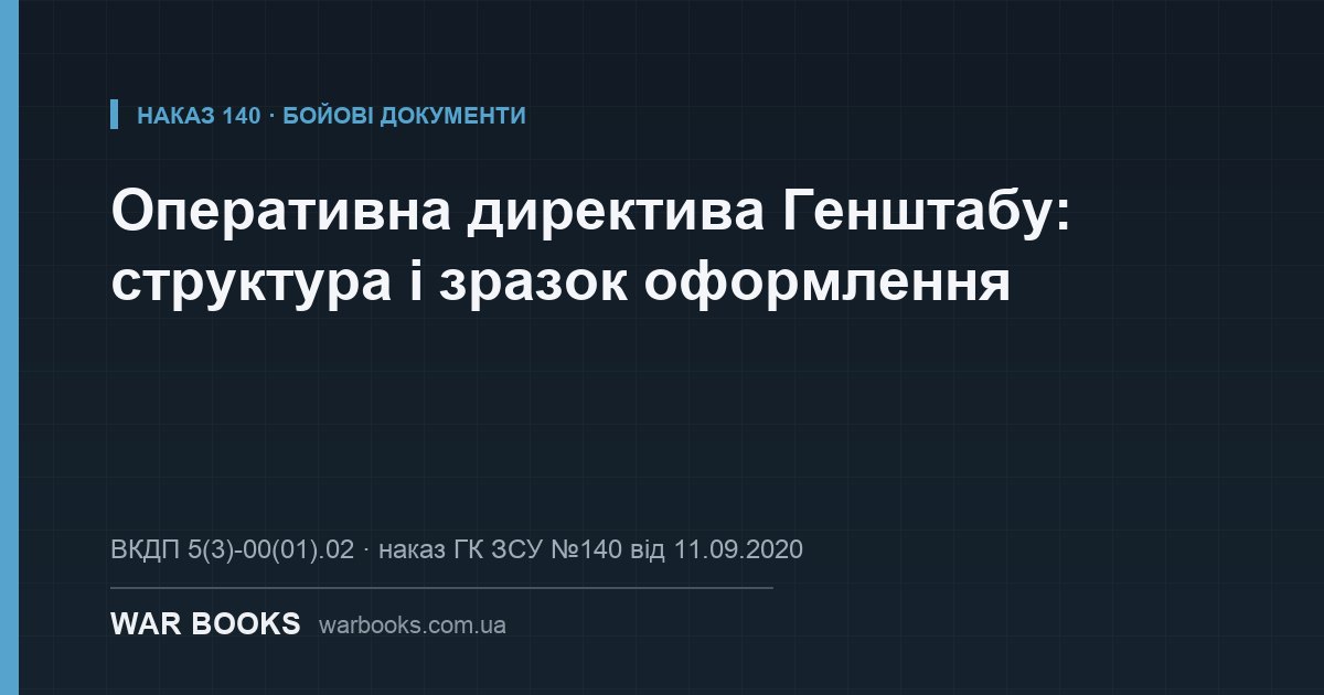 Оперативна директива Генштабу: структура і зразок оформлення