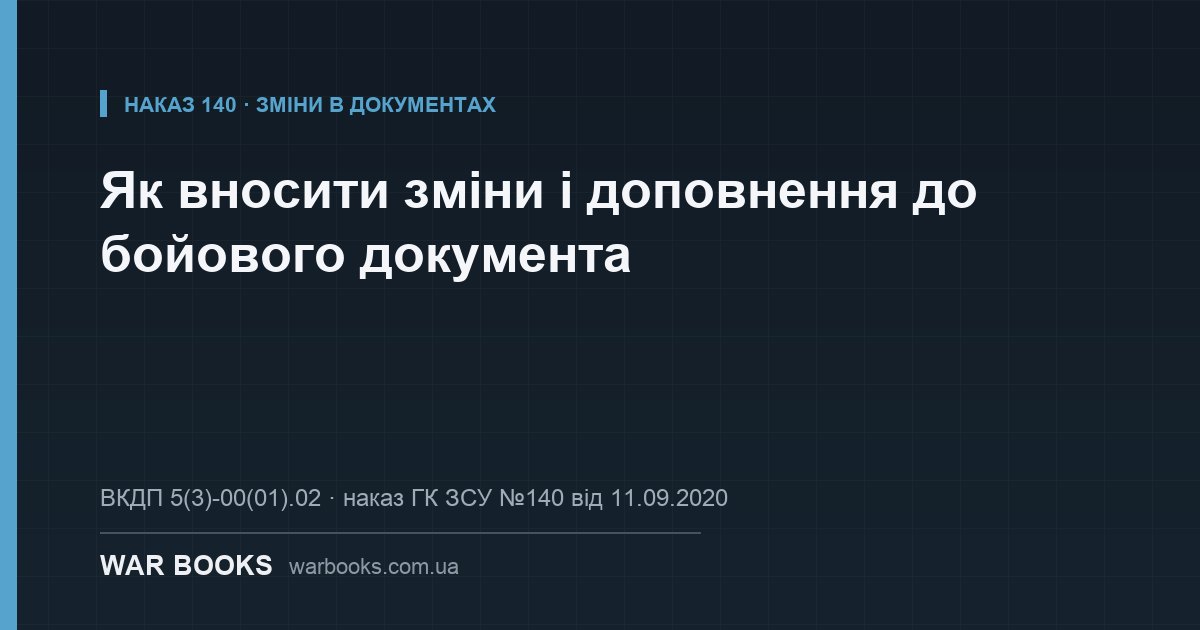 Як вносити зміни і доповнення до бойового документа