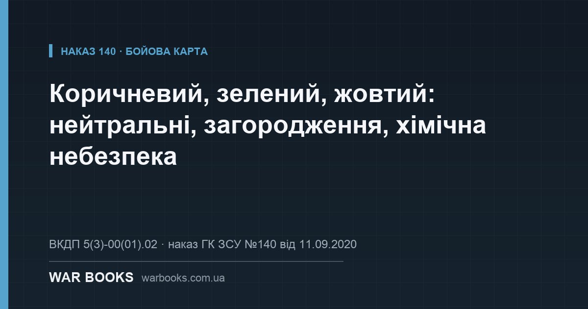 Коричневий, зелений, жовтий: нейтральні, загородження, хімічна небезпека