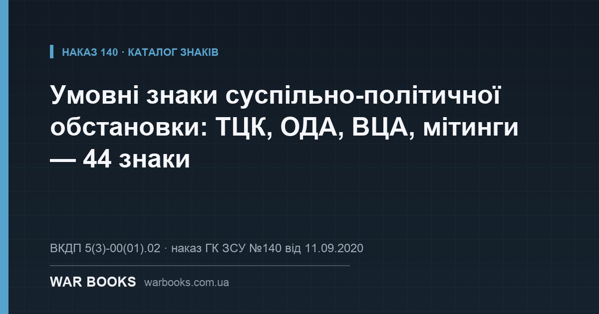 Умовні знаки суспільно-політичної обстановки: ТЦК, ОДА, ВЦА, мітинги — 44 знаки