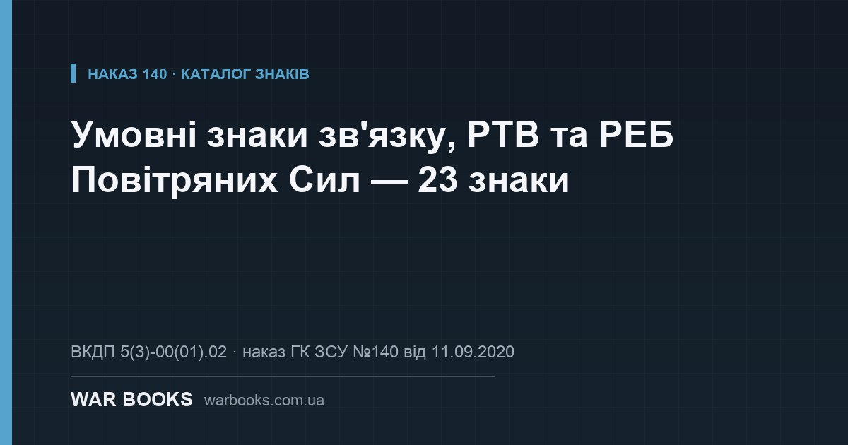 Умовні знаки зв'язку, РТВ та РЕБ Повітряних Сил — 23 знаки