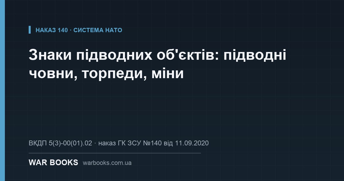 Знаки підводних об'єктів: підводні човни, торпеди, міни