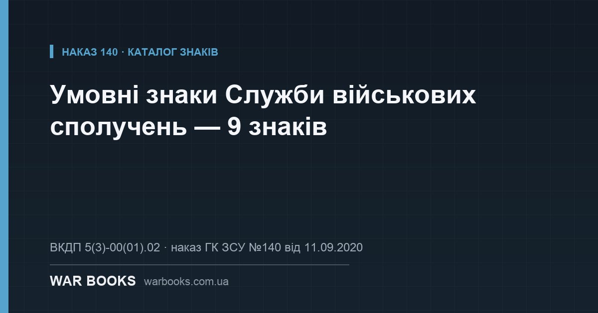 Умовні знаки Служби військових сполучень — 9 знаків