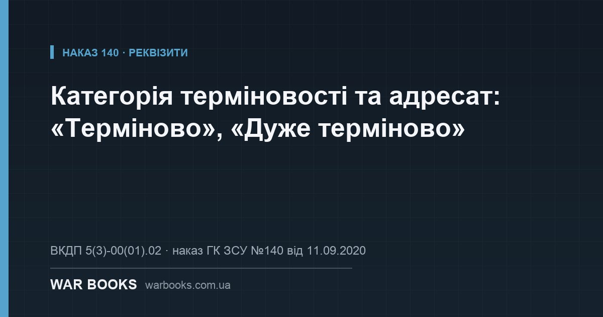 Категорія терміновості та адресат: «Терміново», «Дуже терміново»