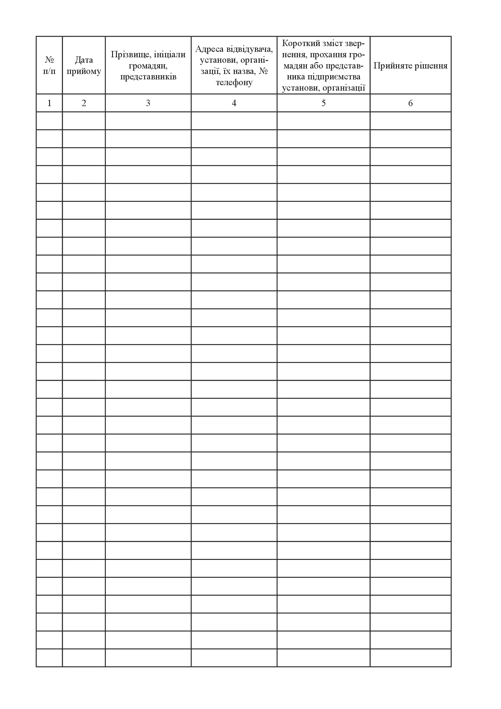 Книга обліку прийому громадян, представників підприємств, установ, організацій з питань дозвільної системи 