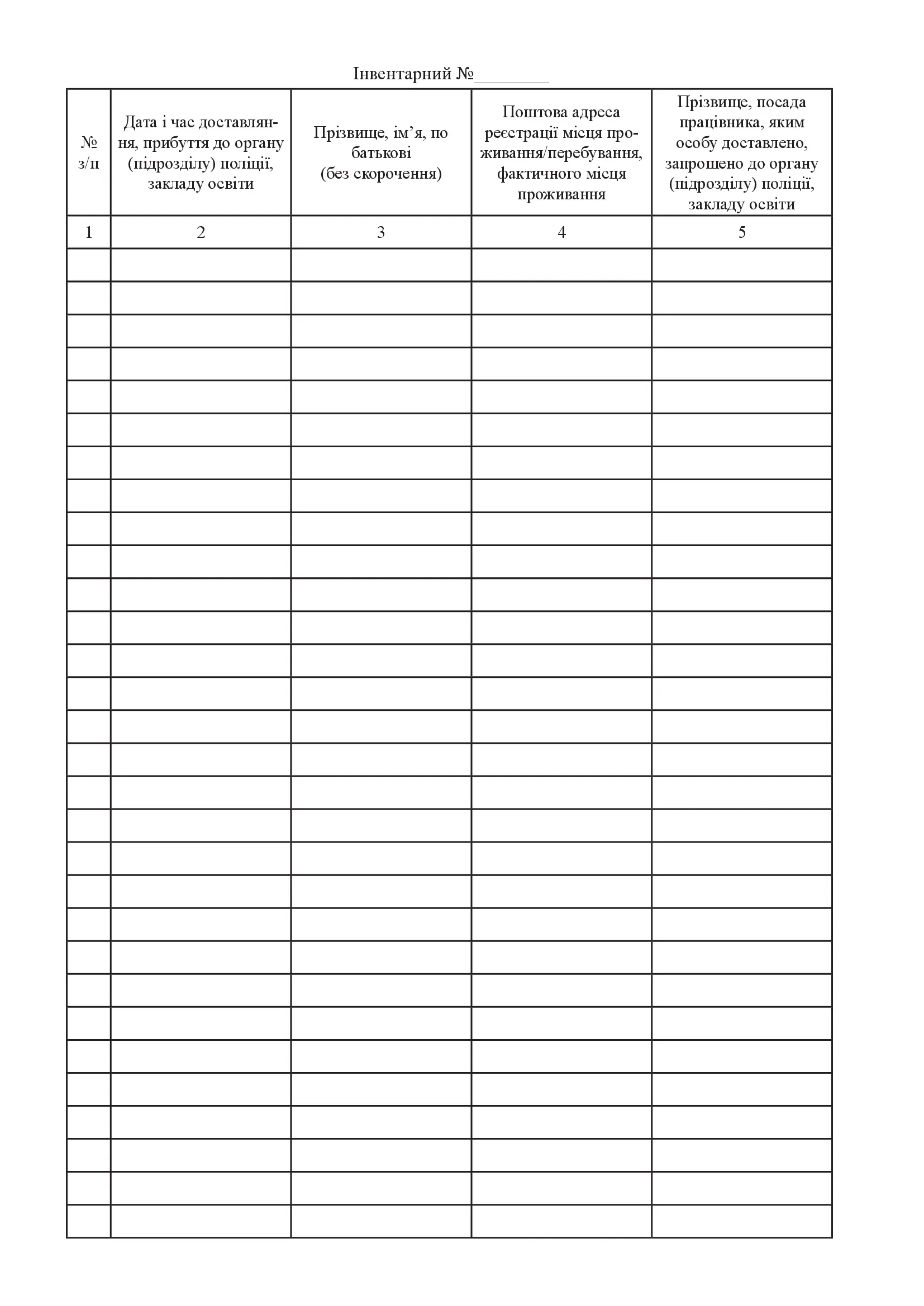 Журнал обліку доставлених, відвідувачів та запрошених