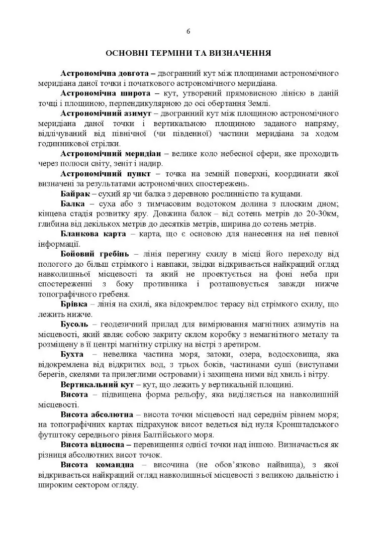 Довідник з основних понять військової топографії