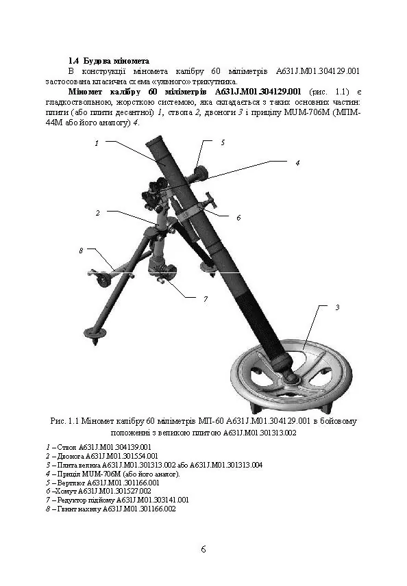 Міномет калібру 60-мм «МП-60». Настанова щодо експлуатування. . 