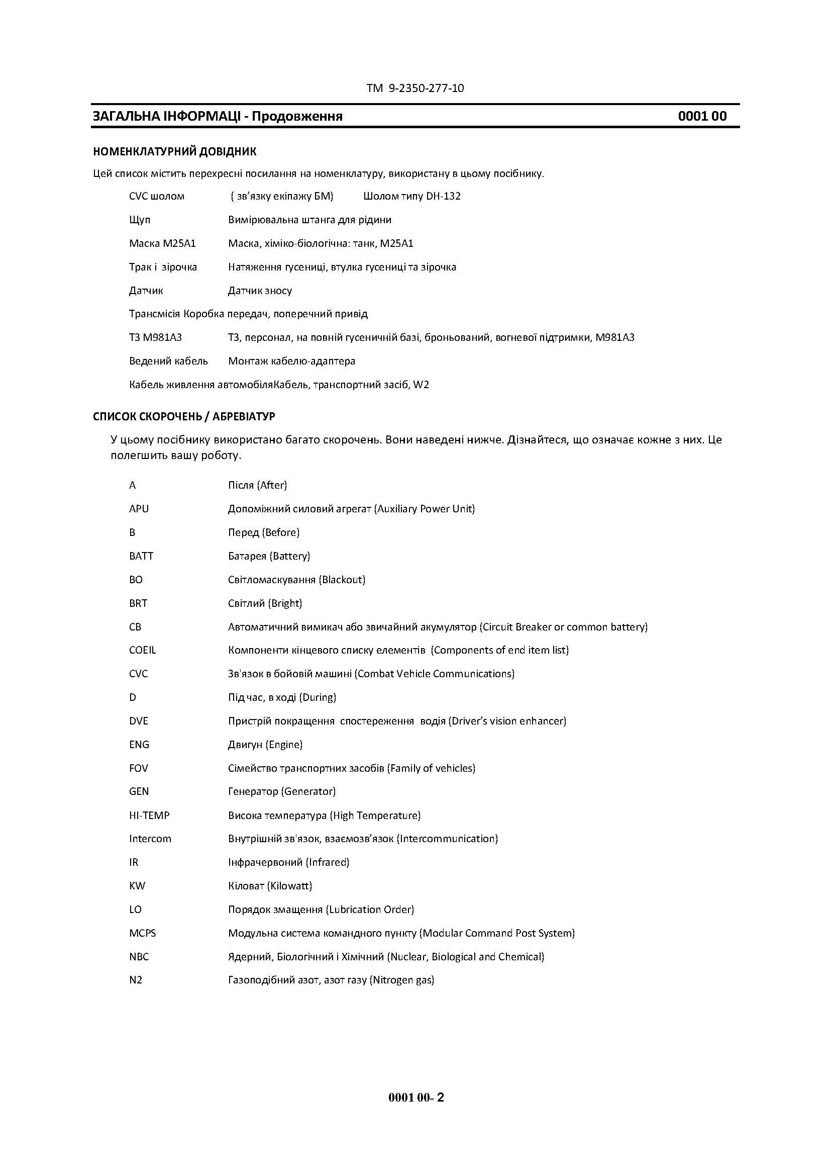 Посібник з експлуатації для транспортних засобів: M113A3 2350 - 01 - 219 - 7577 (EIC AEY), M577A3 2350 - 01 - 369 - 6085 (EIC AE7). . 