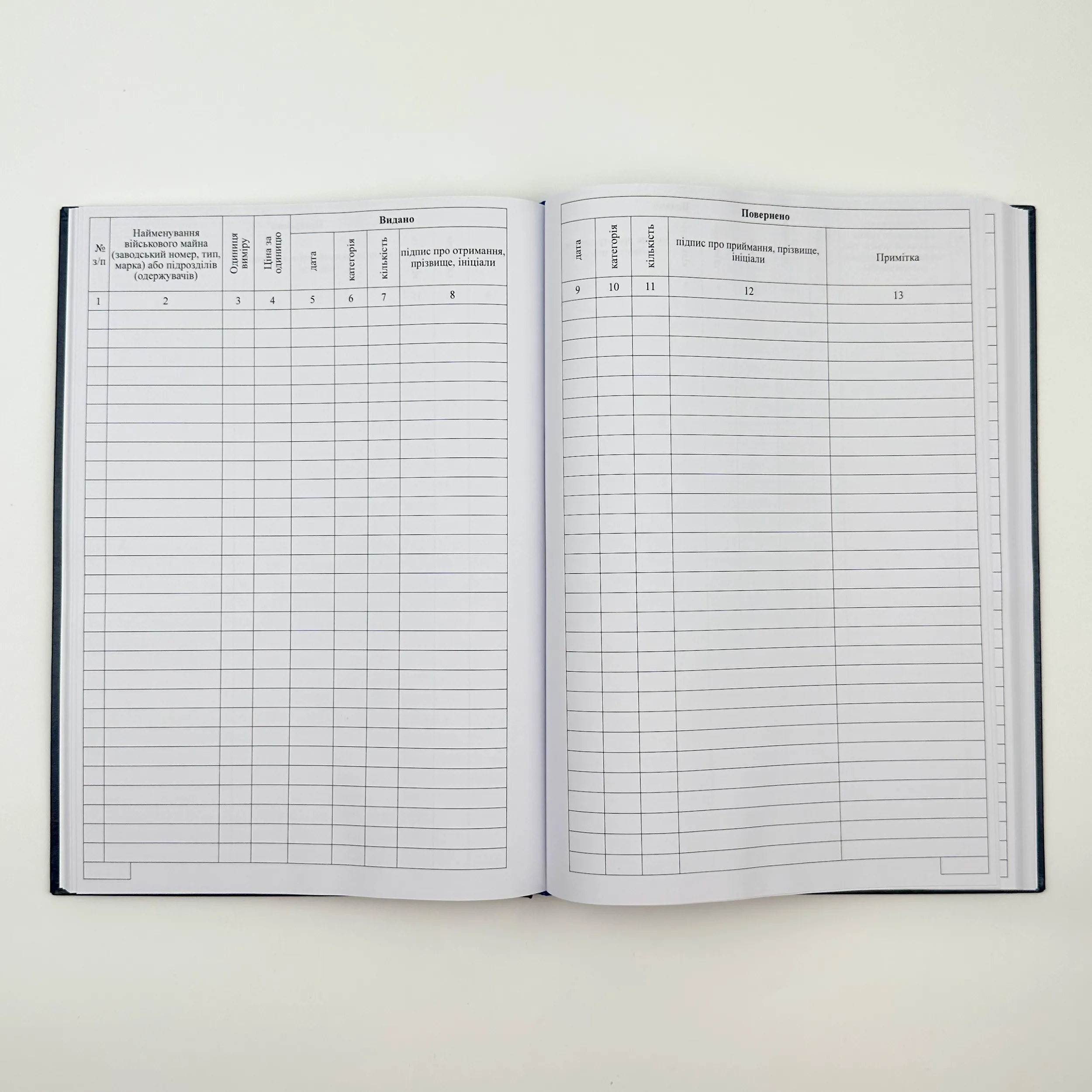 Книга обліку військового майна що видається в тимчасове користування, додаток 16 (додаток 17). Автор — Міністерство оборони України. 