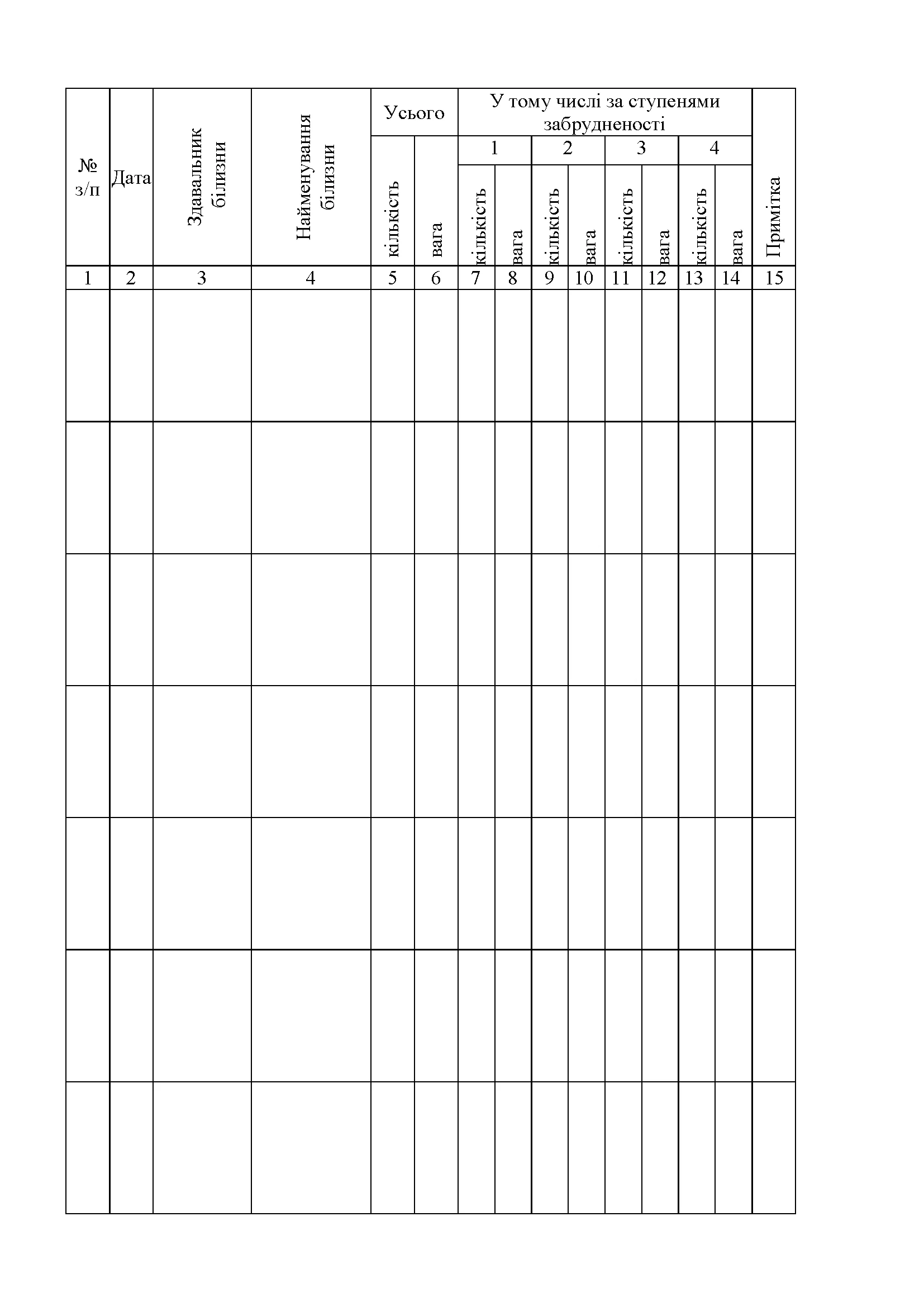 Книга обліку білизни прийнятої для прання, додаток 97. Автор — Міністерство оборони України. 