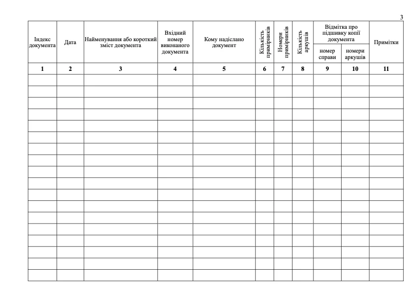 Журнал реєстрації вихідних документів, додаток 31