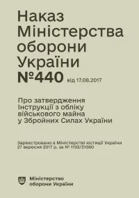 Наказ МОУ № 440 — Інструкція з обліку військового майна у ЗСУ (Повний (A4))