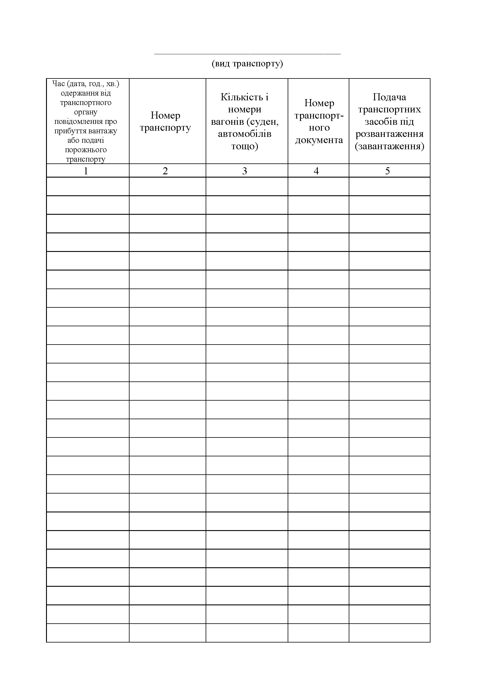 Книга обліку подачі і повернення транспортних засобів, додаток 24. Автор — Міністерство оборони України. 