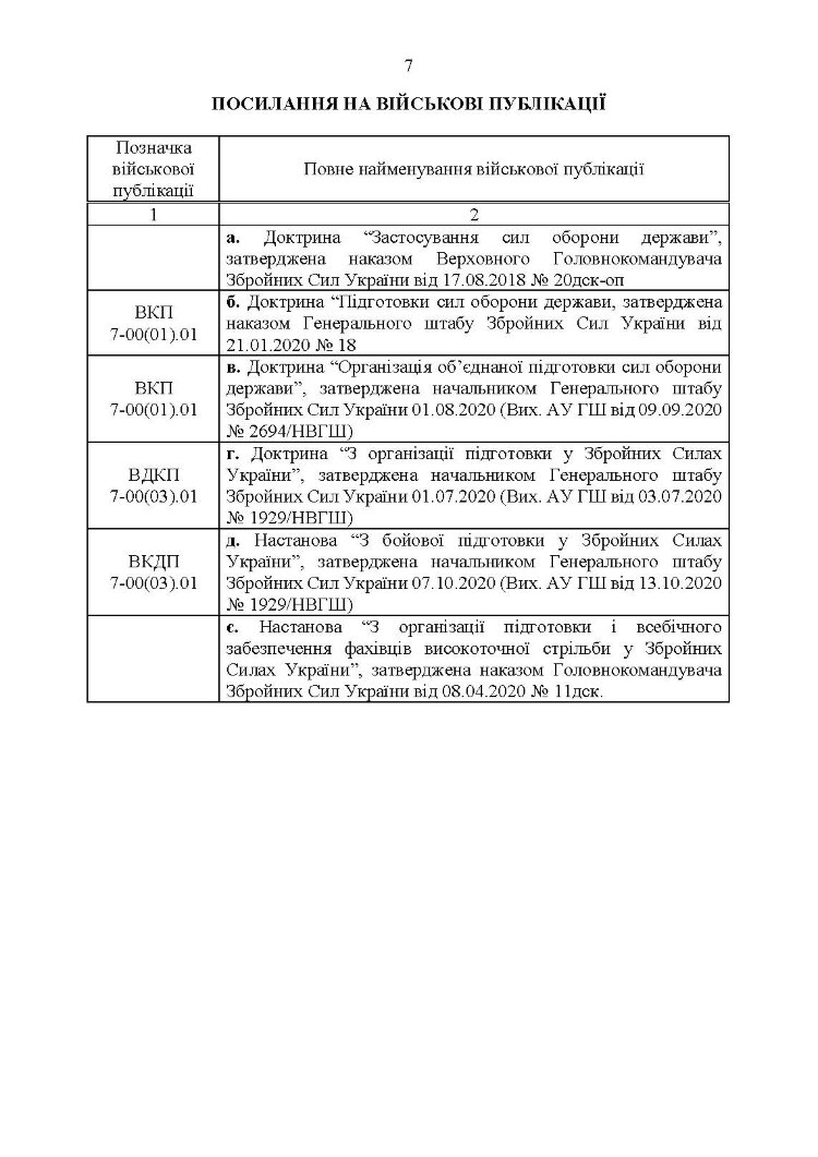 Настанова «Із застосування снайперів в операції об’єднаних сил Збройних Сил України» та методичні рекомендації «командирам підрозділів щодо організації контрснайперських заходів на лінії зіткнення»