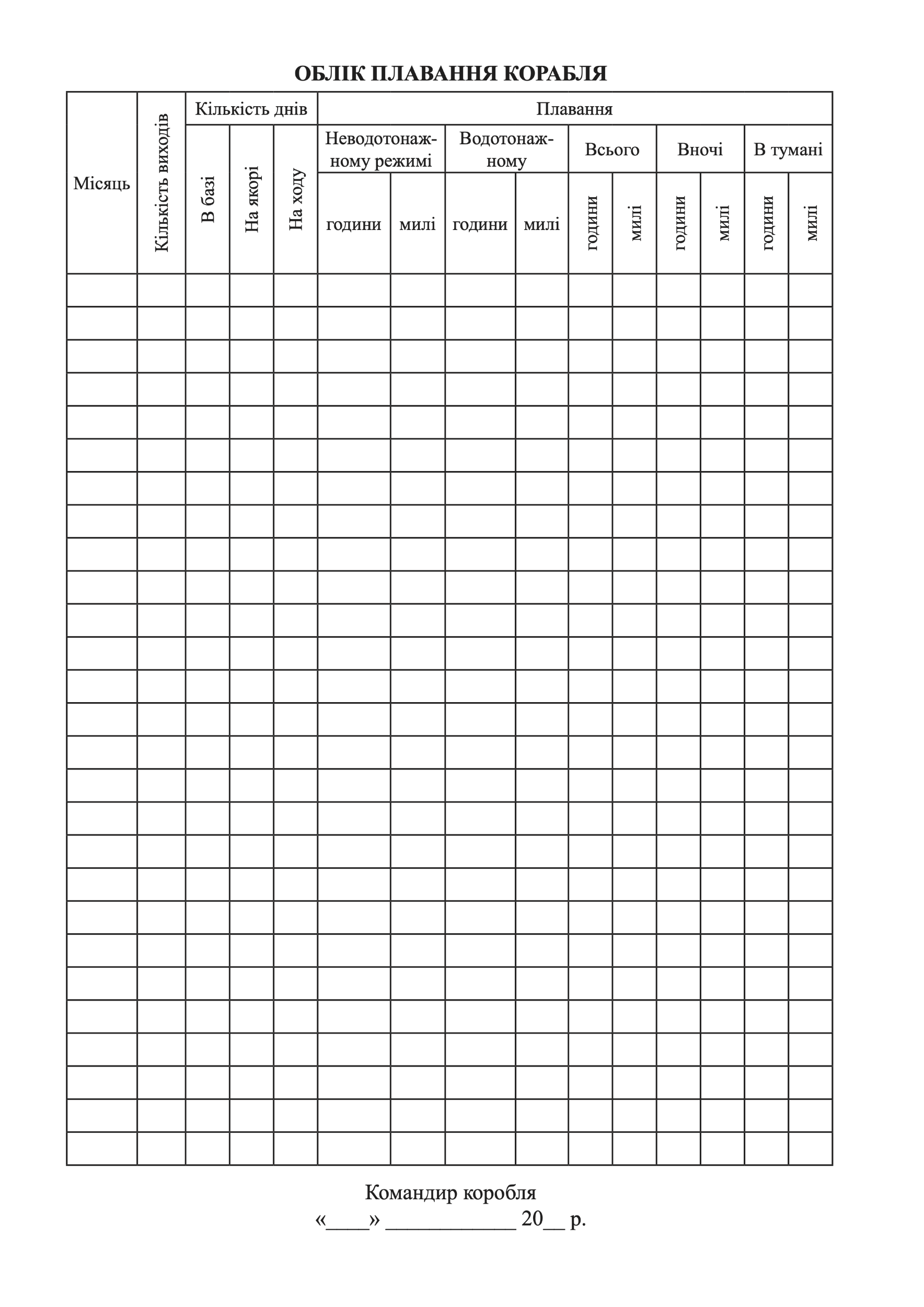 Навігаційно-вахтовий журнал для малотоннажних та швидкохідних  кораблів та катерів. Автор — Міністерство оборони України. 