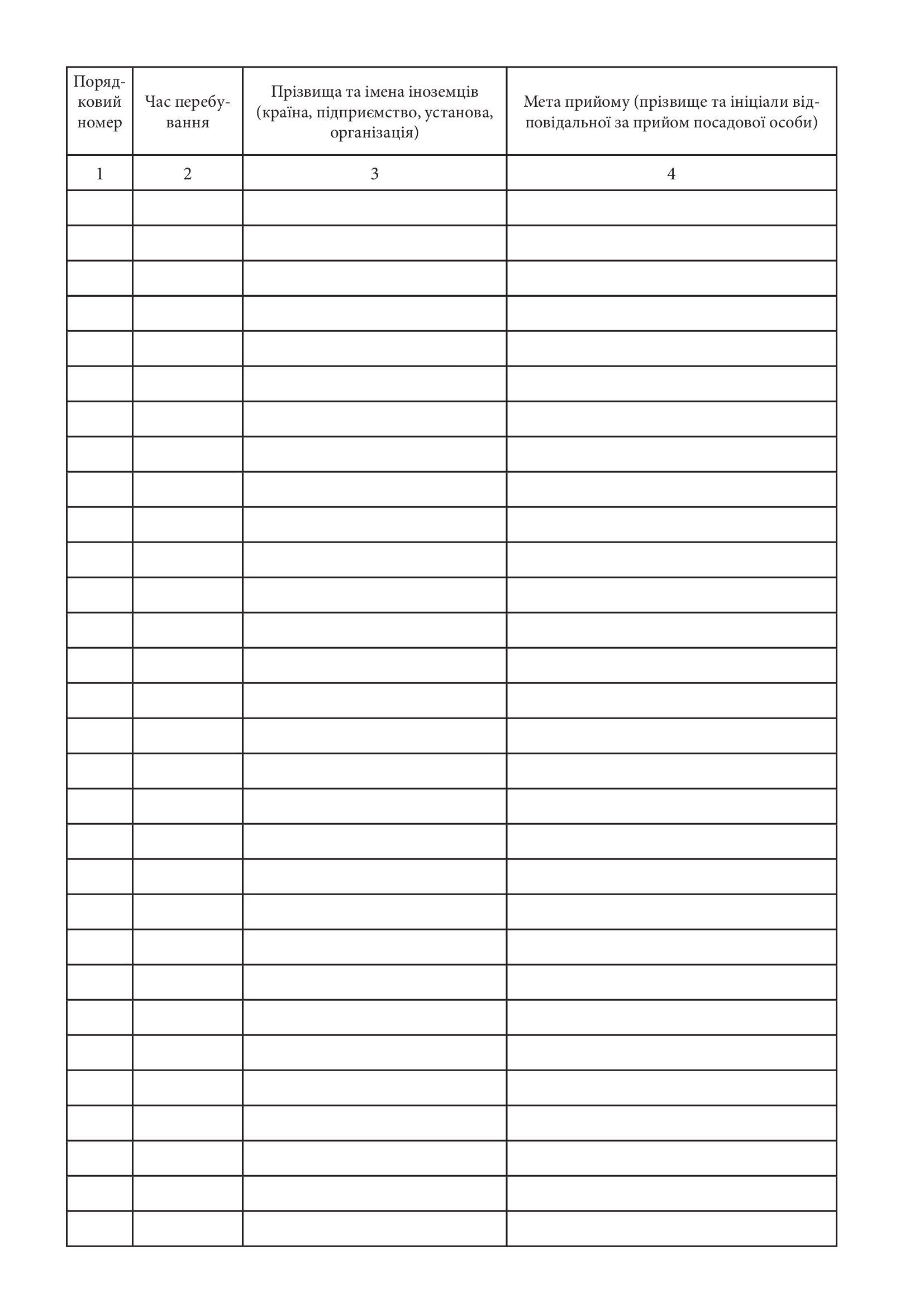 Журнал обліку ділових зустрічей з іноземними делегаціями, групами, іноземними громадянами