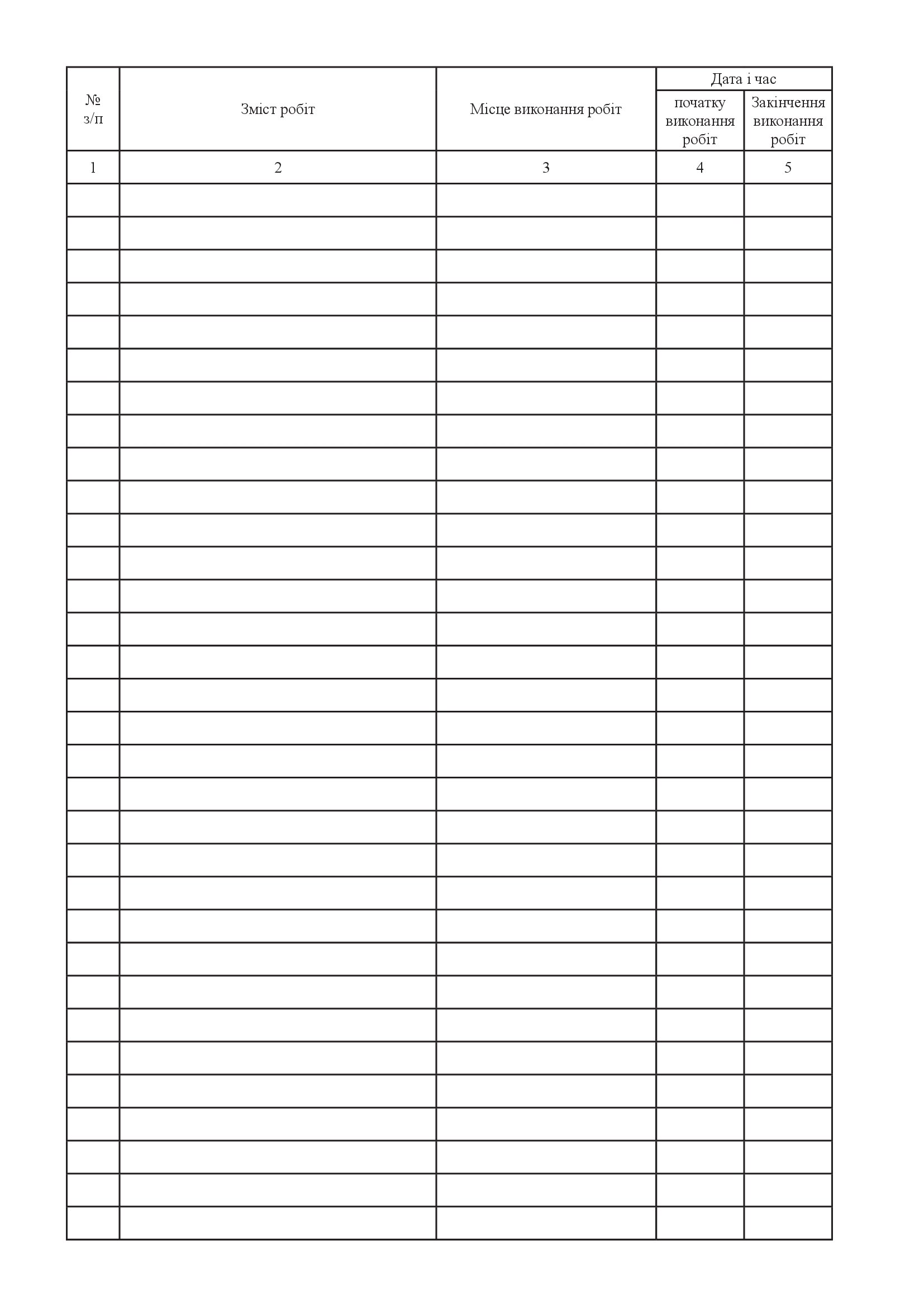 Журнал обліку виконання робіт з підвищеною небезпекою