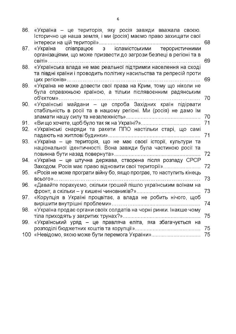 100 брехливих російських наративів про російсько-українську війну