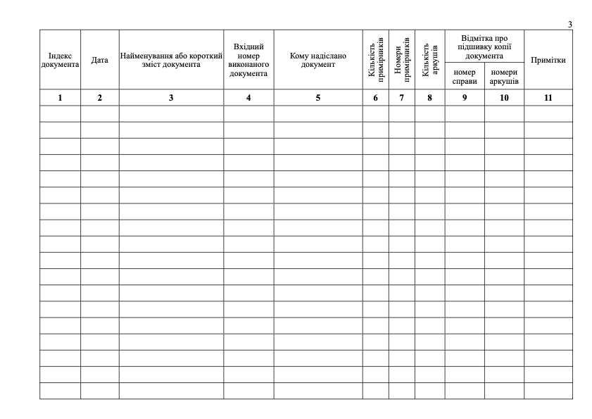 Журнал реєстрації вихідних документів, додаток 31. Автор — Генеральний штаб ЗСУ. 