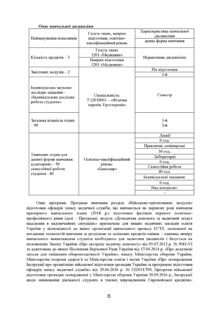 Домедична допомога в екстремальних ситуаціях та медичний захист населення в надзвичайних ситуаціях