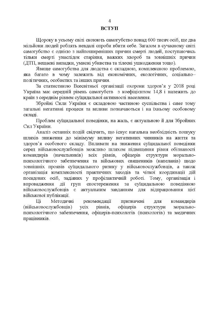 Дії групи спостереження за суїцидальною поведінкою військовослужбовців