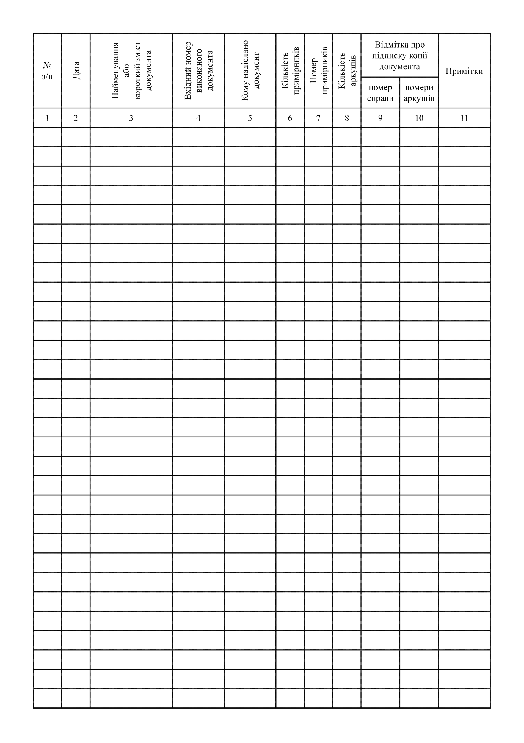 Журнал реєстрації керівних документів та листування з вищим штабом