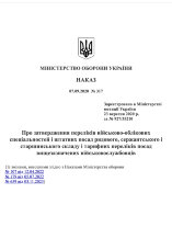 Наказ МОУ № 317 — Переліків військово-облікових спеціальностей і штатних посад рядового, сержантського і старшинського складу і тарифних переліків посад вищезазначених військовослужбовців