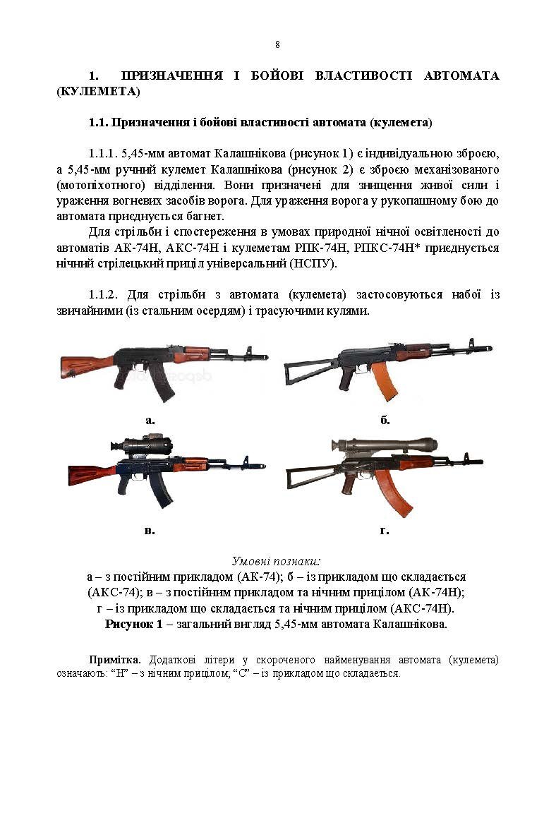 Керівництво зі стрілецької справи 5,45-мм автомати Калашнікова (АК-74, АКС-74, АК-74Н, АКС-74Н) та 5,45-мм ручні кулемети Калашнікова (РПК-74, РПКС-74, РПК-74Н, РПКС-74Н). . 