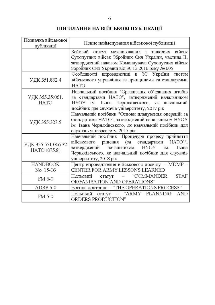 Методичні рекомендації з планування та організації бою за стандартами НАТО (штаб бригади (батальйону) та їм рівних)