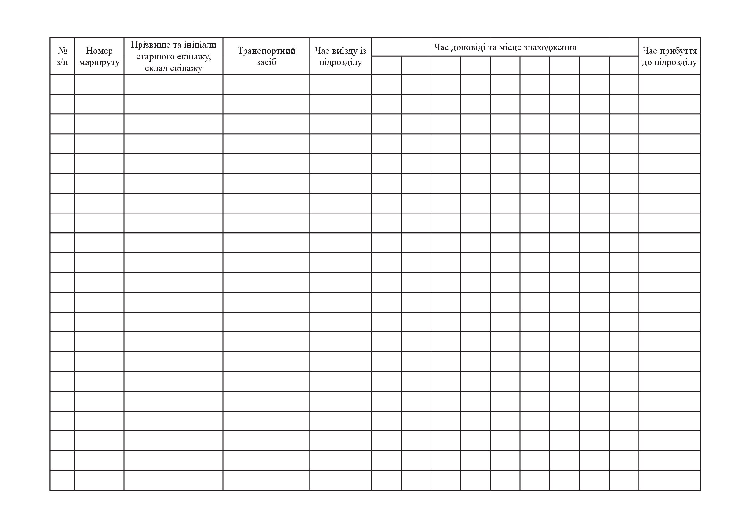 Журнал диспечерського контролю за рухом екіпажів фельд’єгерсько-поштового зв’язку. . 