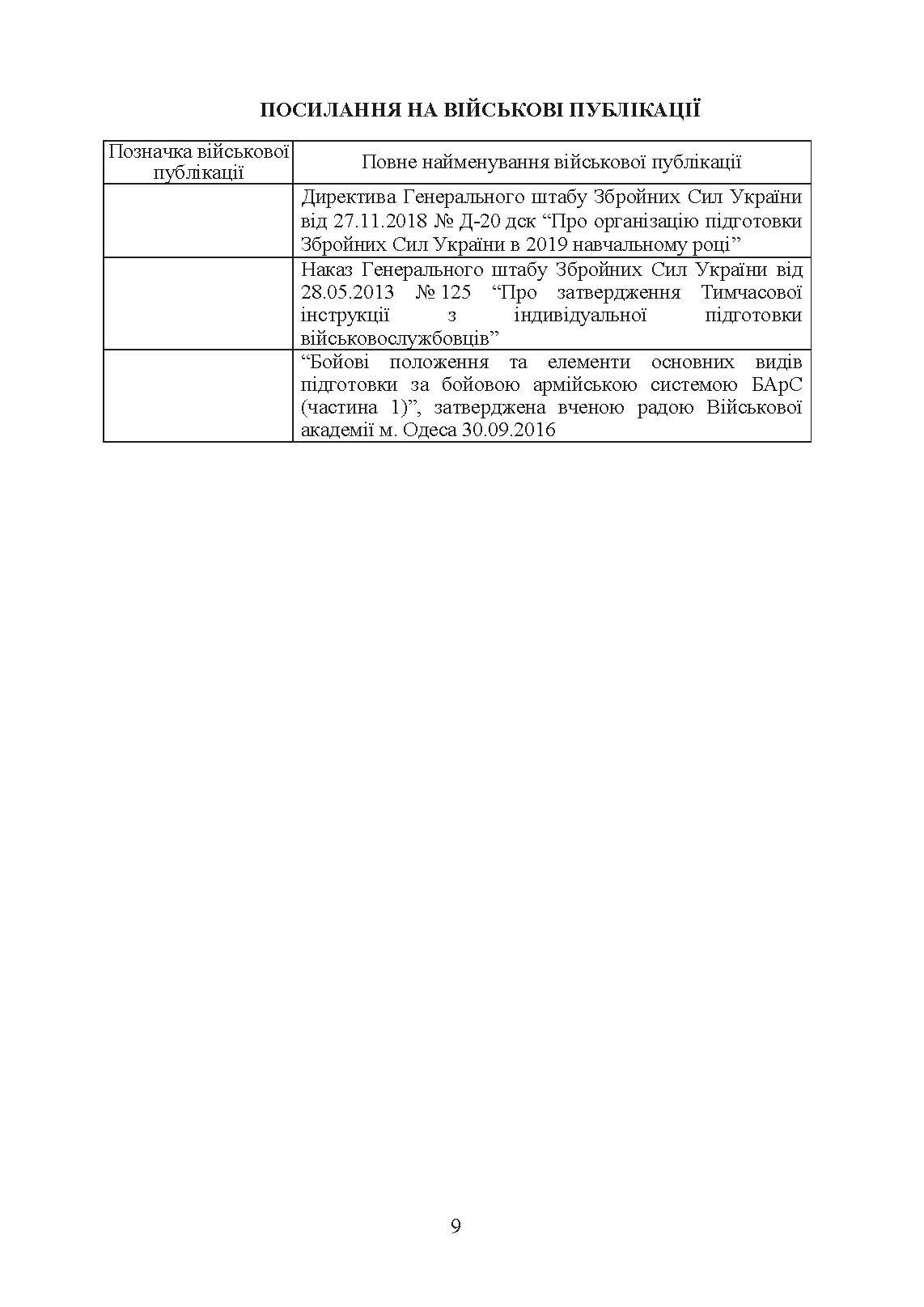 Програма підготовки підрозділів охорони військових частин Збройних Сил України (охорона та оборона арсеналів, баз, складів, аеродромів, пунктів управління, позицій). . 