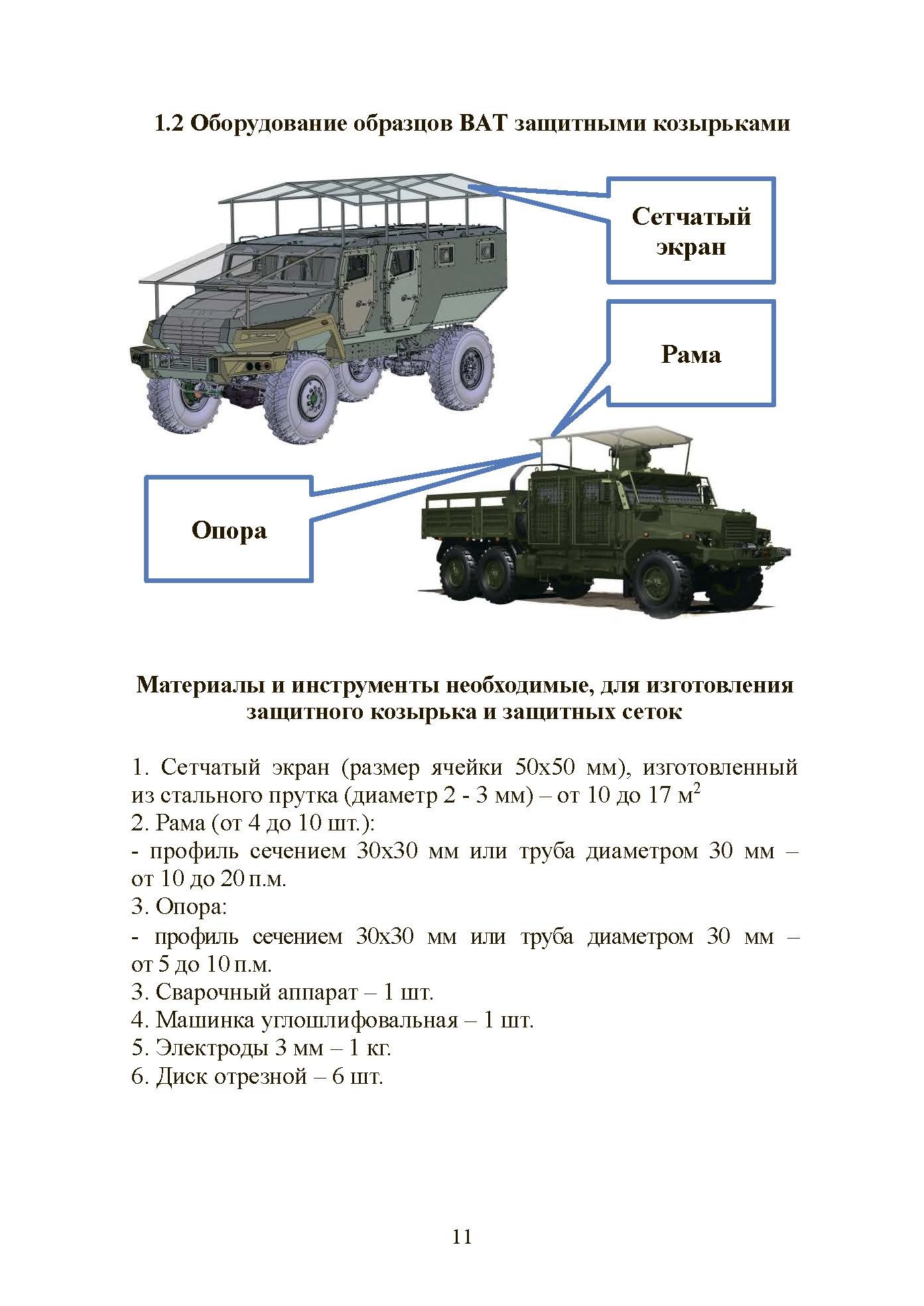 Обеспечене защиты от FPV дронов автомобильной техники, БТРов и танков. Методические рекомендации. . 