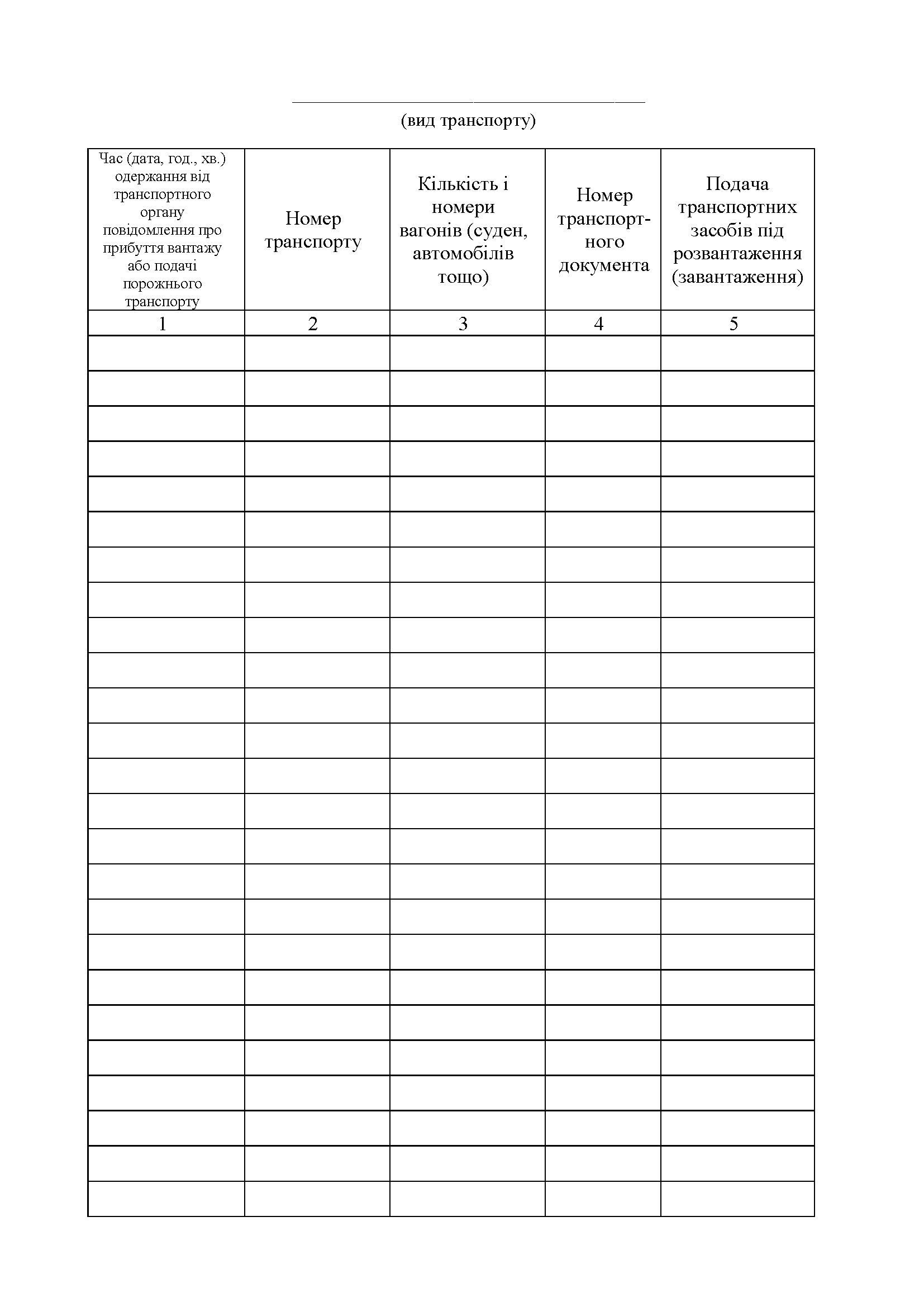 Книга обліку подачі і повернення транспортних засобів, додаток 24. Автор — Міністерство оборони України. 