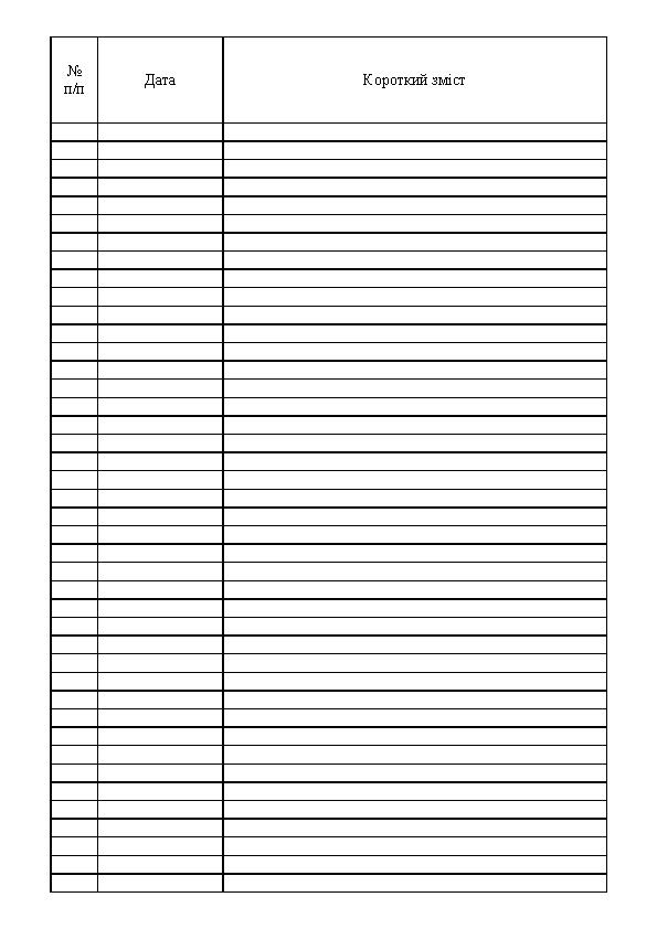 Журнал обліку внутрішніх документів (заяв доповідних пояснювальних записок). . 